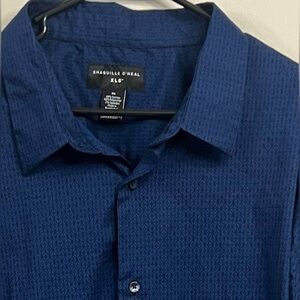 Shaquille O’Neal Men's Blue long sleeve button down dress casual Shirt size XLG
